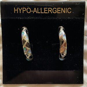 Sterling Silver Inlaid Earrings. (SK111)